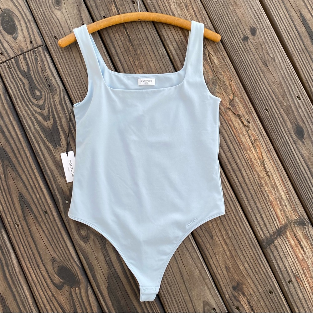 Aritzia Contour Squareneck Bodysuit in Azul Grey